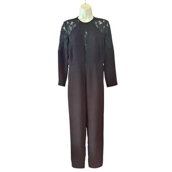 Rachel Comey Long Sleeve Jumpsuit with Lace Insets in Black NWT Size 4 - Picture 1 of 4